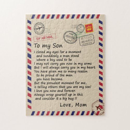 Son Gift  Letter To My Son Love From Mom Jigsaw Puzzle