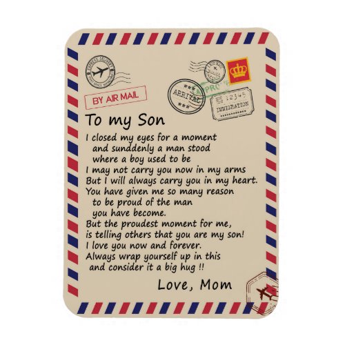 Son Gift  Letter To My Son Love From Mom Magnet