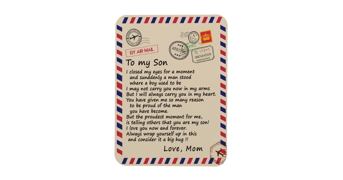 Son T Letter To My Son Love From Mom Magnet Zazzle 