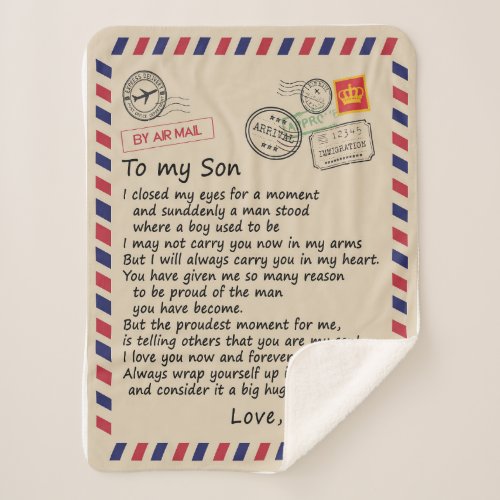 Son Gift  Letter To My Son Love From Mom Sherpa Blanket