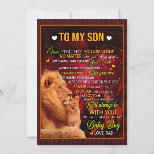 Son Gifts  Letter To My Son Love From Dad Holiday Card