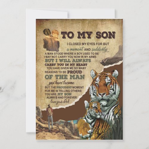 Son Gifts  Letter To My Son Love From Dad Invitation