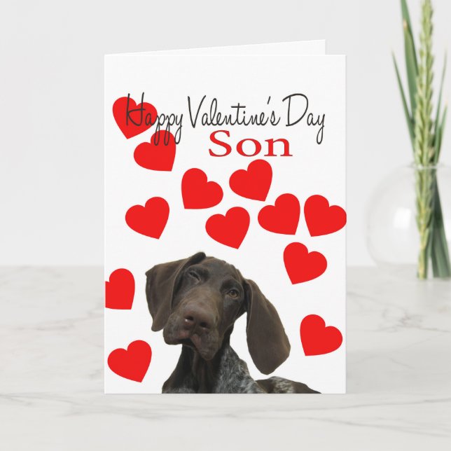 Son Glossy Grizzly Valentine Puppy Love Holiday Card (Front)
