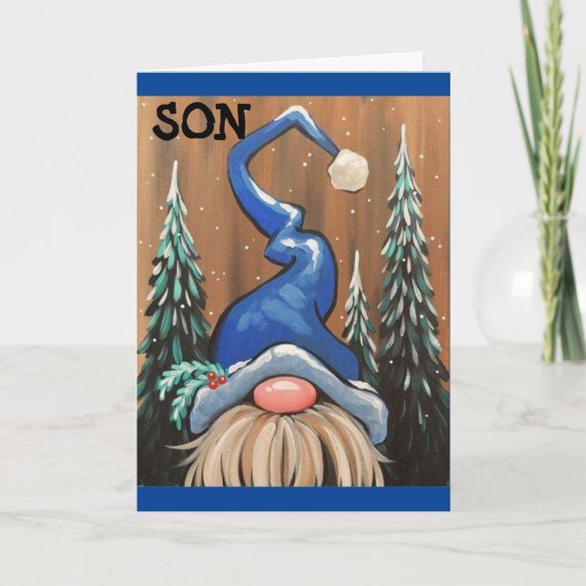 *SON* GNOME IS SPREDING "CHRISTMAS CHEER"  HOLIDAY CARD (Front)