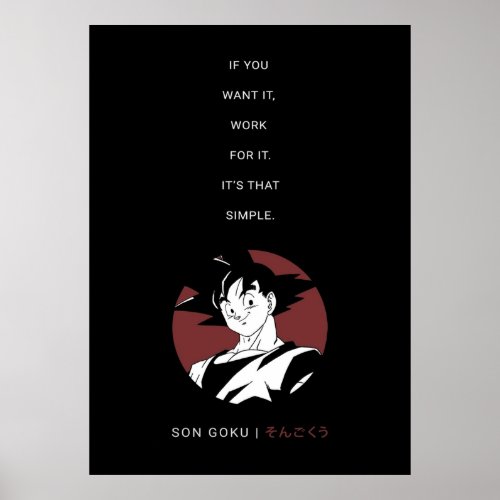 Son Goku Anime Quote Illustration Poster