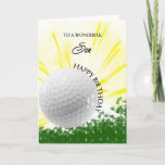 Son Golfer Birthday Card<br><div class="desc">Give your golf loving son a golfer card with an explosive golf theme! A soaring golf ball with the words 'To a wonderful son'.</div>