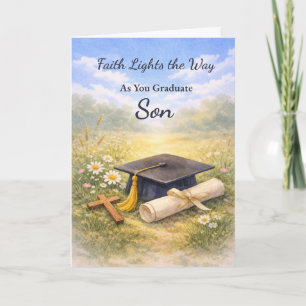 Son Graduation Religious Cap and Cross Card