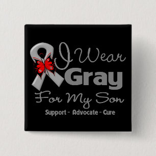 Son - Gray Ribbon Awareness Pinback Button