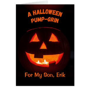 Son Halloween Add a Name Cute Jack o' Lantern Cards