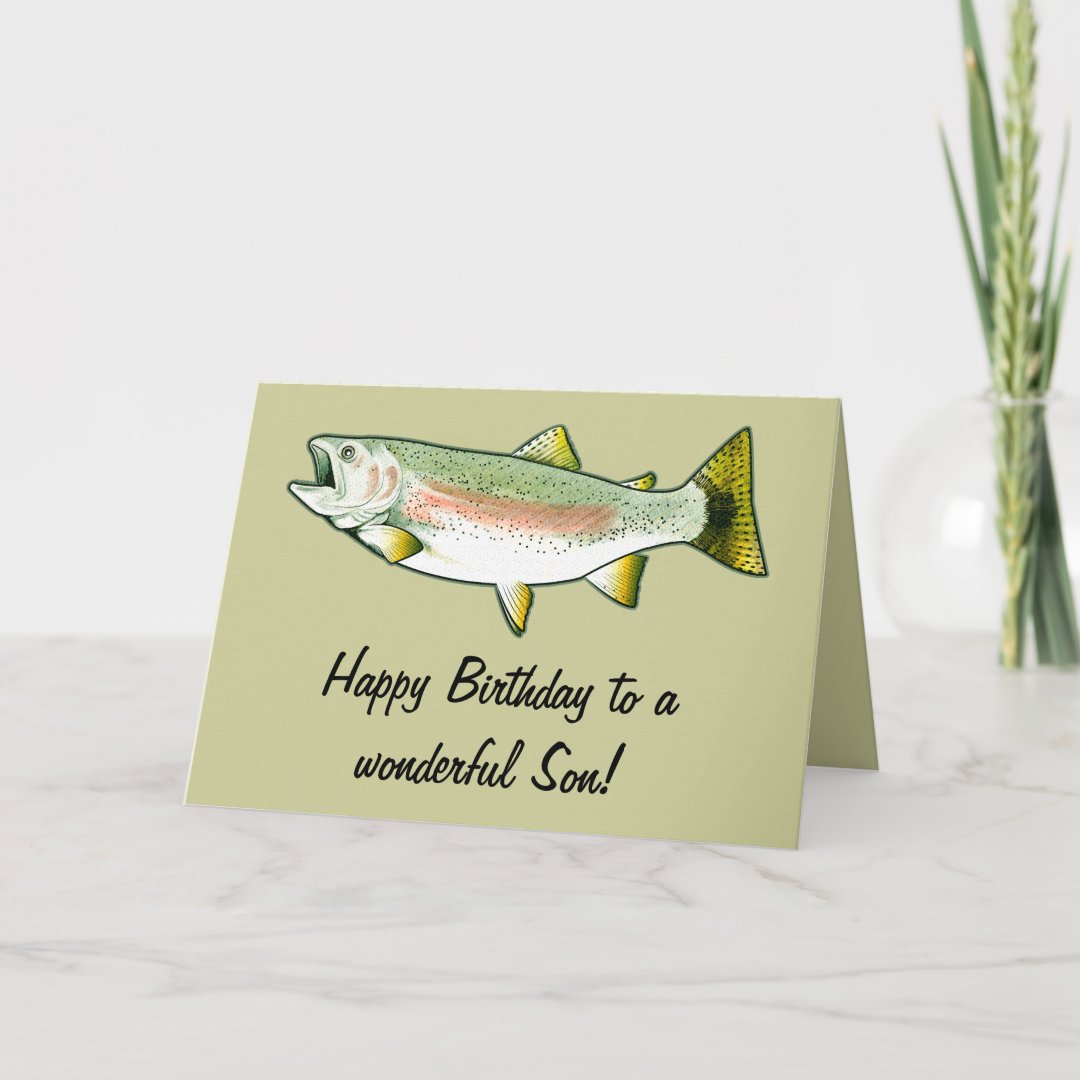 Son Happy Birthday: Rainbow Trout Card | Zazzle