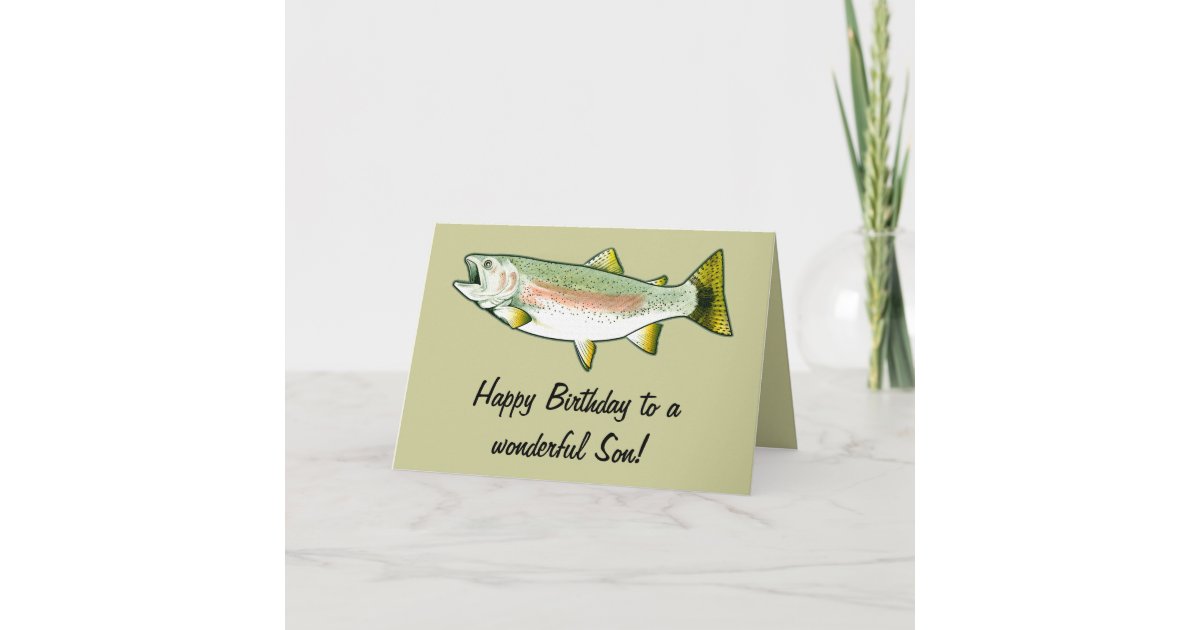 Son Happy Birthday: Rainbow Trout Card | Zazzle