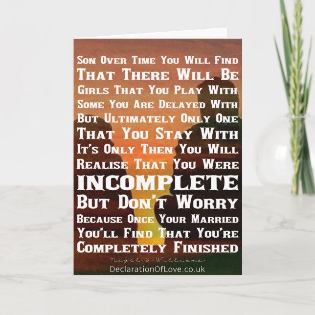 Son Here's Some Fatherly Advise Card (Front)