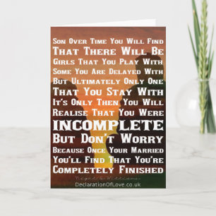 Son Here's Some Fatherly Advise Card