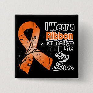 Son Hero in My Life Leukemia Pinback Button