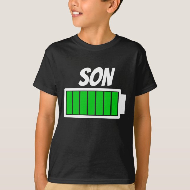 Son High Battery Power Energy Humor T-Shirt (Front)