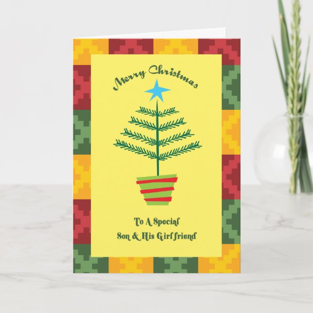 Son & His Girlfriend Primsy Christmas Holiday Card (Front)