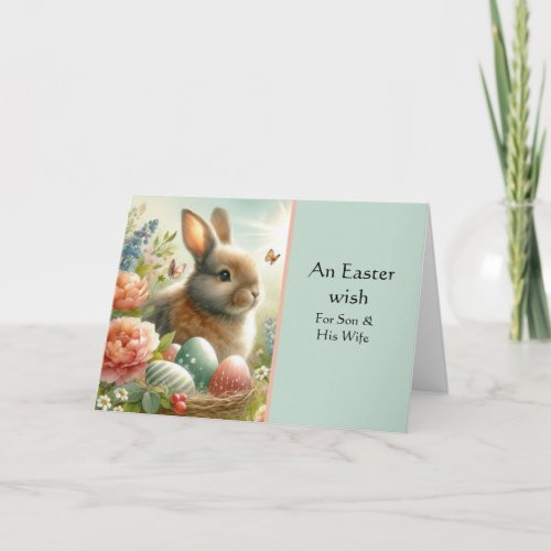  Son  His Wife Happy Easter Rabbit Greeting Card