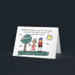 Son in Law 45th Birthday Humorous Stick Figures Card<br><div class="desc">Mark your son-in-law’s 45th birthday with laughter! This whimsical card features a stick-figure mom offering some humorous advice to her son-in-law in a sunny outdoor scene with birds, grass, and a tree. The message inside delivers a fun perspective on aging, making this a lighthearted way to celebrate his special day....</div>