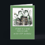 Son-In-Law 50th Birthday Frogs Toasting with Beer Card<br><div class="desc">This funny card is the best for your son-in-law on his 50th birthday! Let him know you remembered him and wants him to have fun this extra special day.
Vintage image courtesy of Clipart.</div>