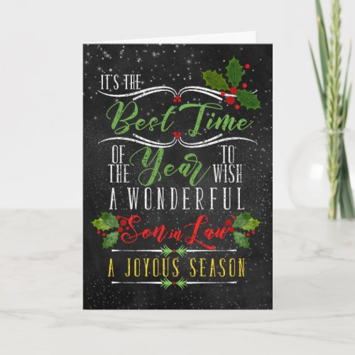 Son in Law Best Time of Year Christmas Chalkboard Holiday Card