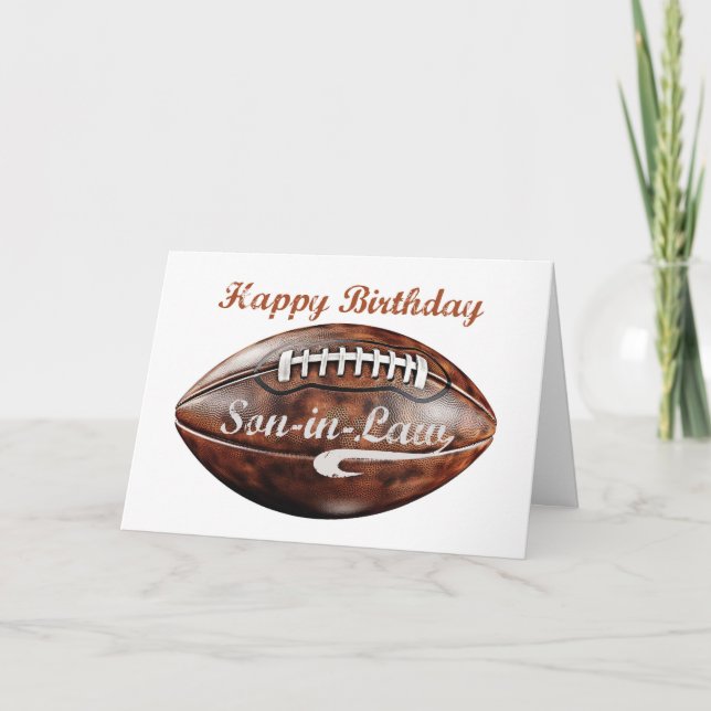 Son in Law Birthday Grunge Large Football Sports Card (Front)