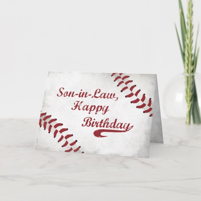 Son-in-Law Birthday Large Grunge Baseball Card (Front)