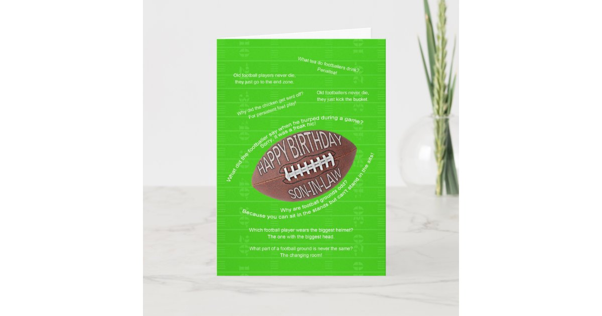 Son In Law Birthday Really Bad Football Jokes Card Zazzle Com