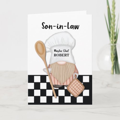 Son in Law Birthday Whimsical Gnome Chef Cooking Card