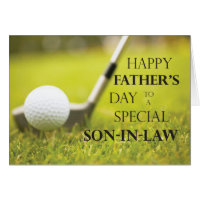 Son-in-Law Father's Day Golf Ball in Grass Card