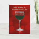 Son in Law Funny Wine Themed Happy Birthday Cheer Card<br><div class="desc">For a fun loving son in law on his birthday. Everything in life can be looked at two ways,  but there may be a third option as well! A fun wine themed bday card.</div>