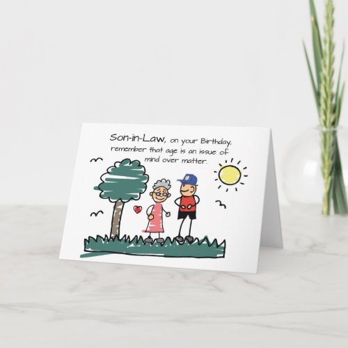 Son in Law Getting Older Birthday Stick Figures
