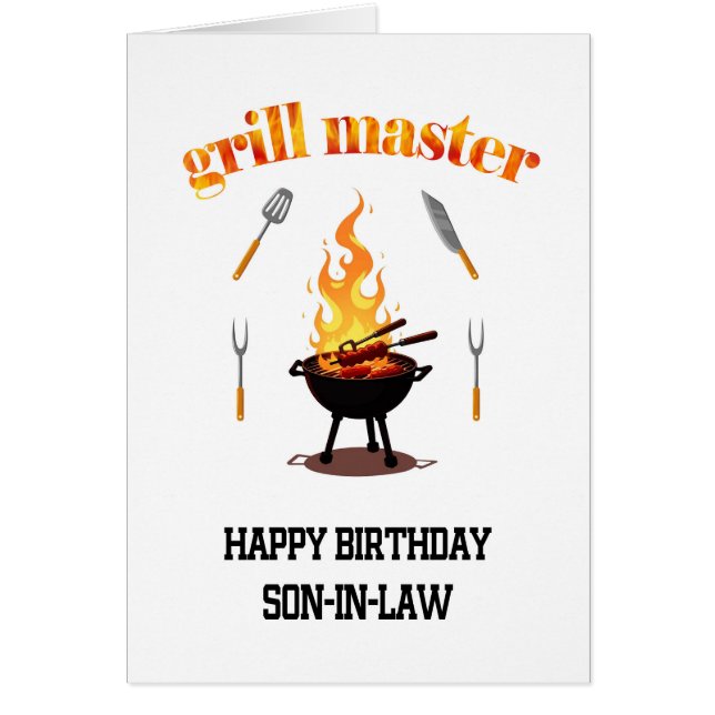 Son In Law Grill Master Birthday  Cards (Front)