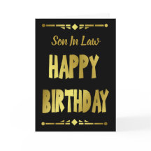 Son-in- Law Modern Black Gold Happy Birthday