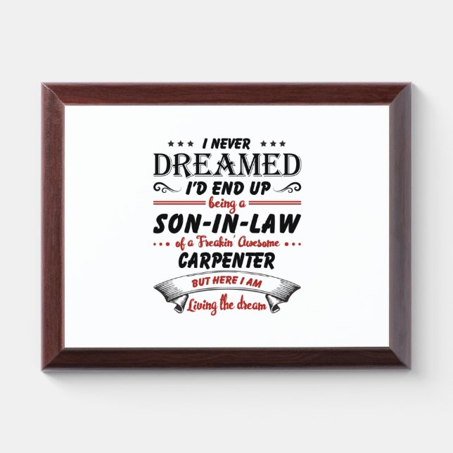 Son In Law Of Awesome Carpenter Award Plaque (Horizontal)