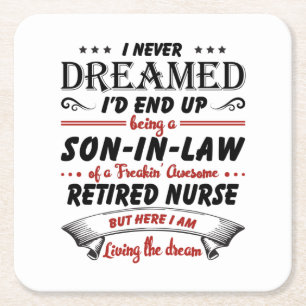 Son In Law Of Awesome Retired Nurse Square Paper Coaster