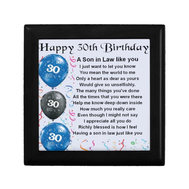 Son in Law Poem  - 30th Birthday Keepsake Box (Front)