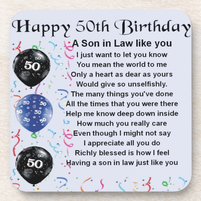 Son in Law poem -  50th Birthday design Beverage Coaster (Front)
