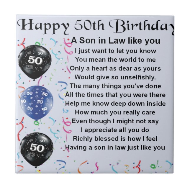 Son in Law poem -  50th Birthday design Ceramic Tile (Front)