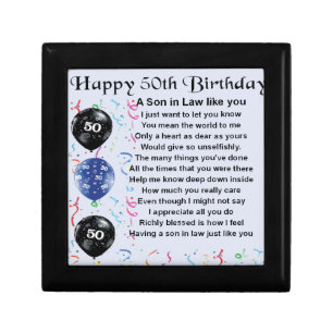 Son in Law poem -  50th Birthday design Keepsake Box