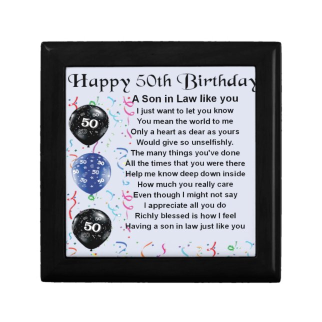 Son in Law poem -  50th Birthday design Keepsake Box (Front)