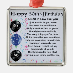 Son in Law poem - 50th Birthday design Metal Ornament
