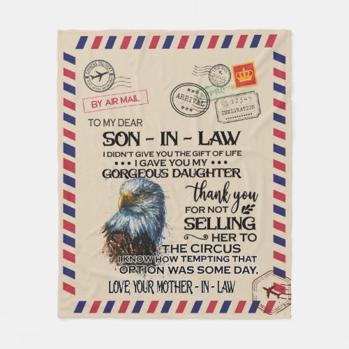 Son_In_Law  To My Dear Son_In_Law From Mother Fleece Blanket