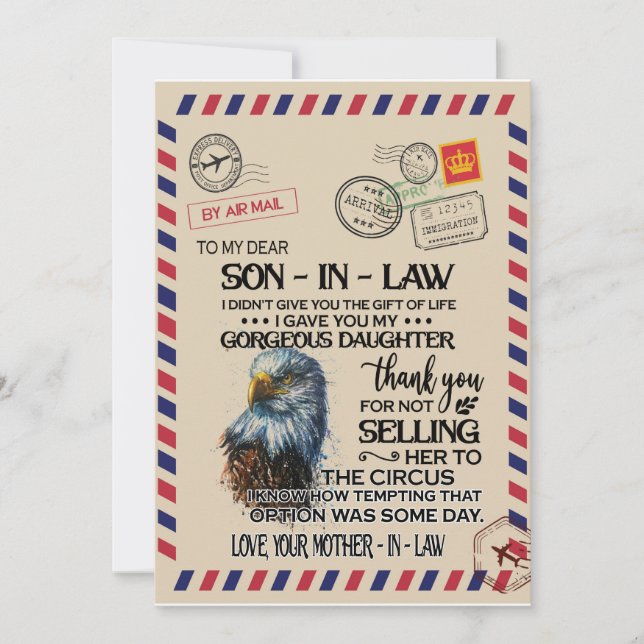 Son-In-Law | To My Dear Son-In-Law From Mother Invitation (Front)