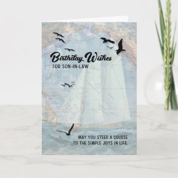 Son In Law's Birthday Nautical Vintage Sailboat Card by SalonOfArt at Zazzle