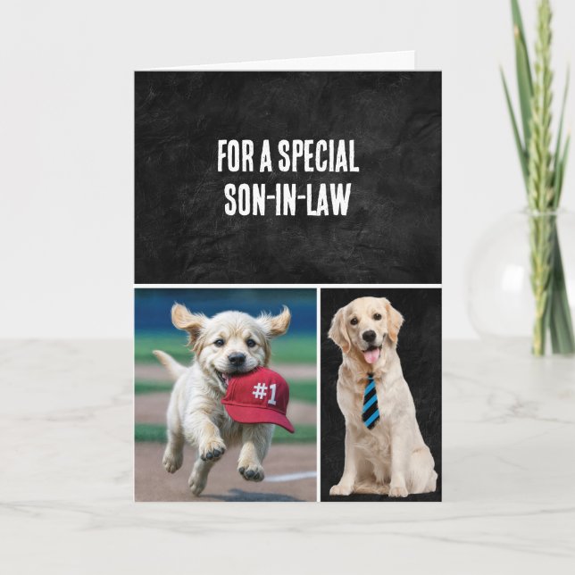 Son-in-law's  Birthday With Golden Retrievers Card (Front)