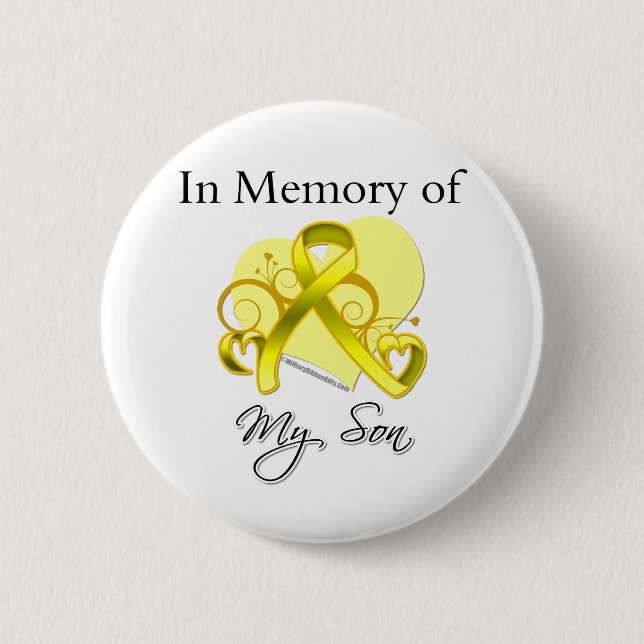 Son - In Memory of Military Tribute Pinback Button (Front)