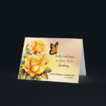 Son in Remembrance on His Birthday Religious Roses Card<br><div class="desc">This remembrance card is designed to honor the memory of someone’s beloved son on his birthday. Featuring yellow roses and a monarch butterfly, the soft watercolor background reflects both beauty and serenity. The scripture, "The Lord bless you and keep you" from Numbers 6:24, offers peace and comfort, affirming that while...</div>