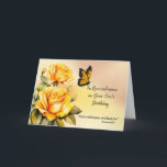 Son in Remembrance on His Birthday Religious Roses Card<br><div class="desc">This remembrance card is designed to honor the memory of someone’s beloved son on his birthday. Featuring yellow roses and a monarch butterfly, the soft watercolor background reflects both beauty and serenity. The scripture, "The Lord bless you and keep you" from Numbers 6:24, offers peace and comfort, affirming that while...</div>