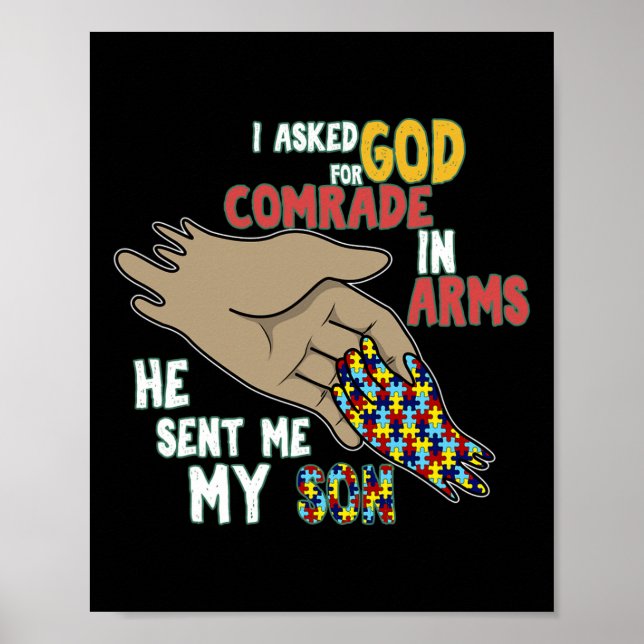 Son Kid Autistic Puzzle Piece Cool Autism Awarenes Poster (Front)