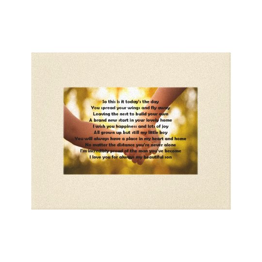 Son leaving home poem on canvas